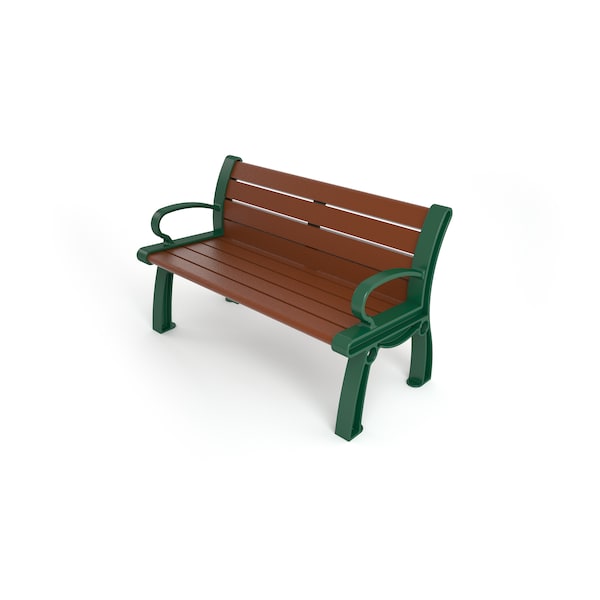 Brown 4' Heritage Bench with Green Frame
